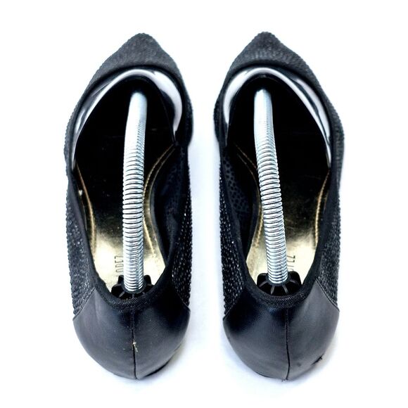 Jennifer Lopez Black Crystal Semi Sheer Pointy Toe Shoes Dress Flats Sz 9 - Picture 6 of 11